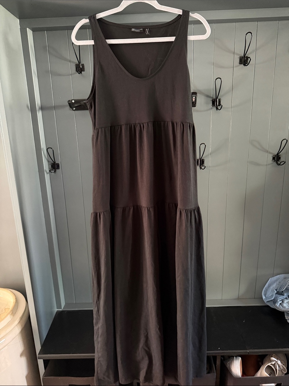 ASOS Black Tiered Sleeveless Maxi Dress